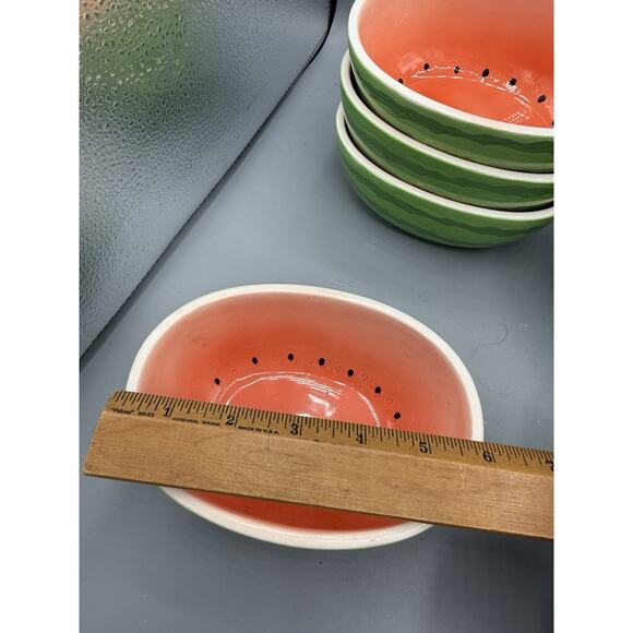 Vintage Watermelon Bowls Set of 6 Ceramic Oval Fruit Dessert Dayton’s Hudson’s - Picture 8 of 8